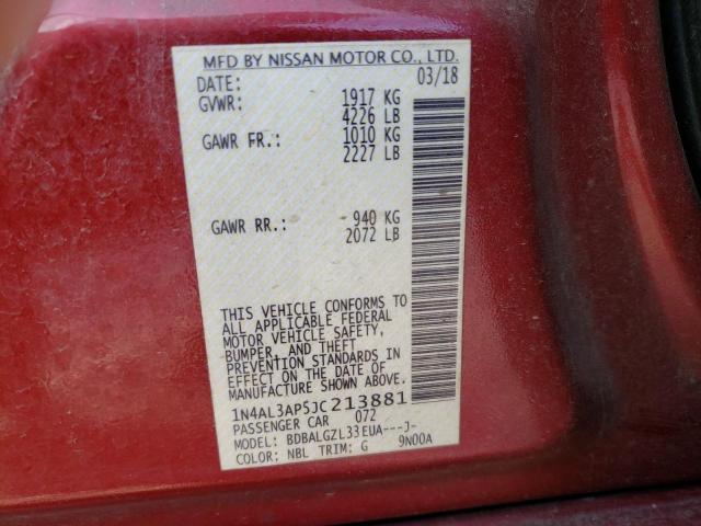 1N4AL3AP5JC213881 - 2018 NISSAN ALTIMA 2.5 RED photo 13