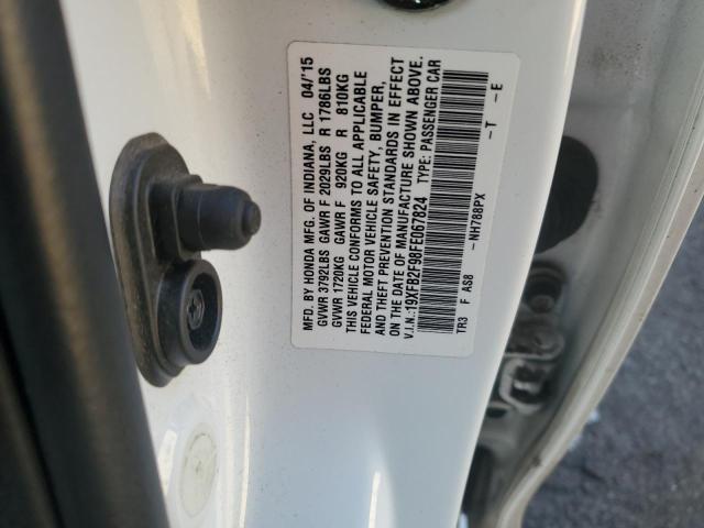 19XFB2F98FE067824 - 2015 HONDA CIVIC EXL WHITE photo 12