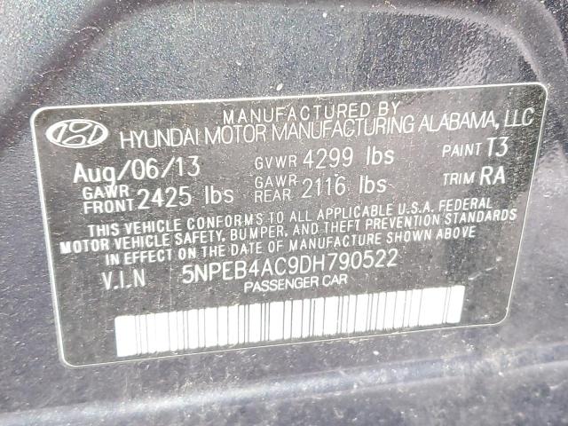 5NPEB4AC9DH790522 - 2013 HYUNDAI SONATA GLS CHARCOAL photo 12