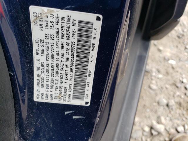 SHSRD68444U200725 - 2004 HONDA CR-V LX BLUE photo 12