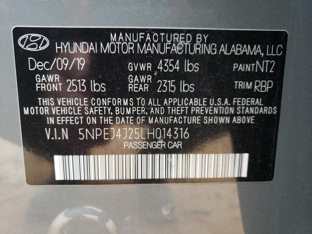 5NPEJ4J25LH014316 - 2020 HYUNDAI SONATA SEL PLUS GRAY photo 12