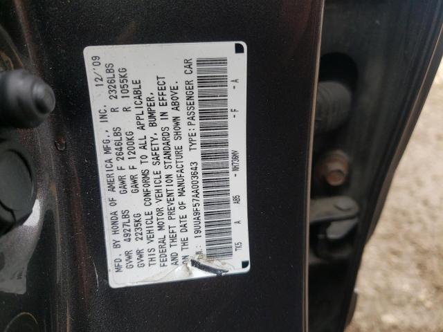 19UUA9F57AA003643 - 2010 ACURA TL BLACK photo 12