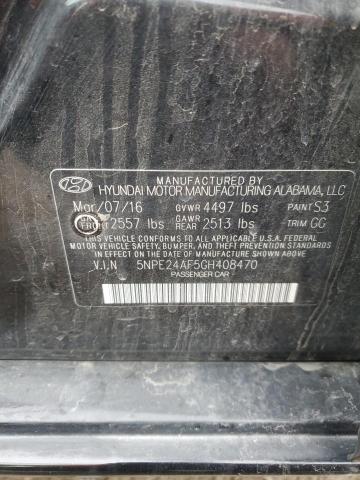 5NPE24AF5GH408470 - 2016 HYUNDAI SONATA SE BLACK photo 12