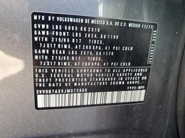 3VV0B7AX5JM073606 - 2018 VOLKSWAGEN TIGUAN S رمادي صورة 14