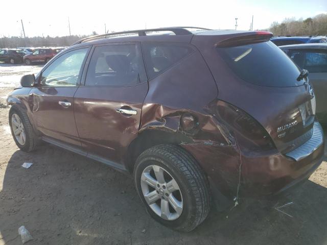 JN8AZ08W37W627290 - 2007 NISSAN MURANO SL MAROON photo 2