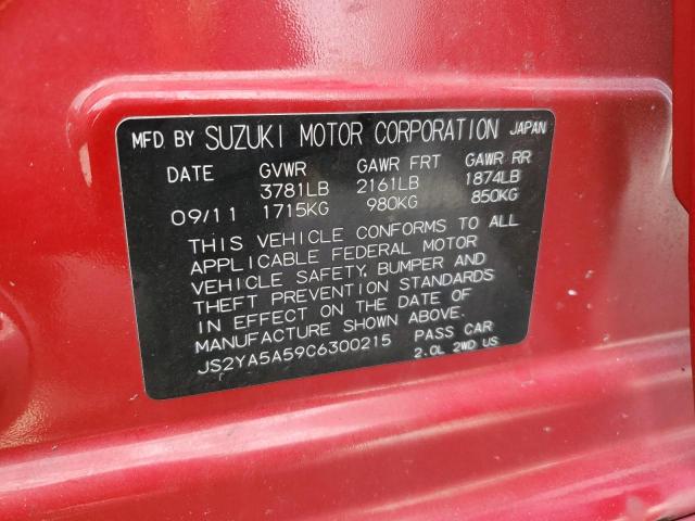 JS2YA5A59C6300215 - 2012 SUZUKI SX4 RED photo 12