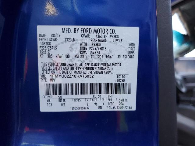 1FMYU02Z16KA76032 - 2006 FORD ESCAPE XLS BLUE photo 12