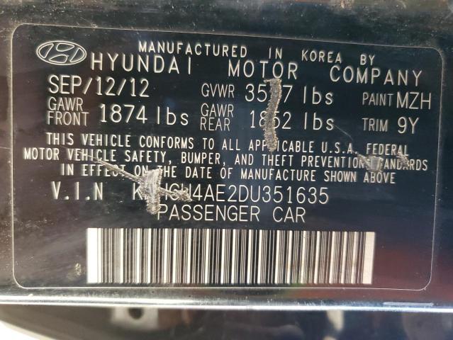 KMHCU4AE2DU351635 - 2013 HYUNDAI ACCENT GLS BLACK photo 12