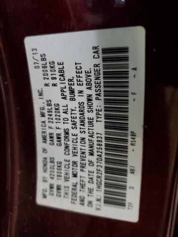 1HGCR2F37DA258937 - 2013 HONDA ACCORD LX MAROON photo 12