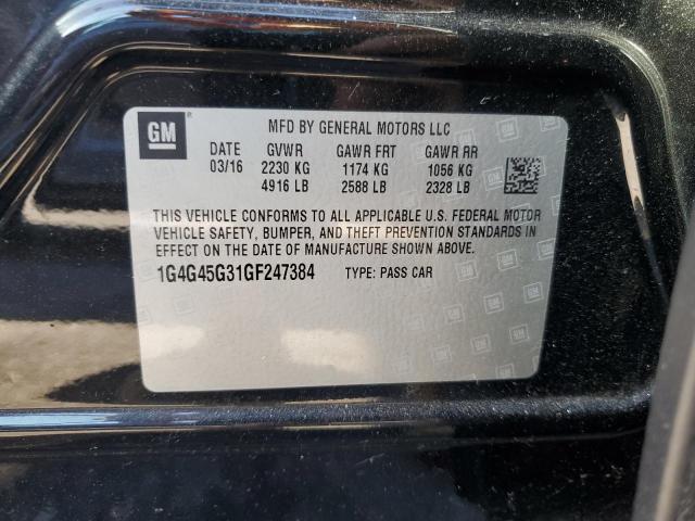 1G4G45G31GF247384 - 2016 BUICK LACROSSE SPORT TOURING BLACK photo 12