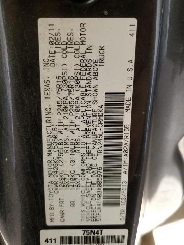 5TFUX4EN0BX005976 - 2011 TOYOTA TACOMA ACCESS CAB ნაცრისფერი ფოტო 12