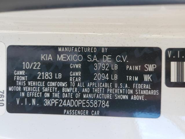 3KPF24AD0PE558784 - 2023 KIA FORTE LX WHITE photo 12