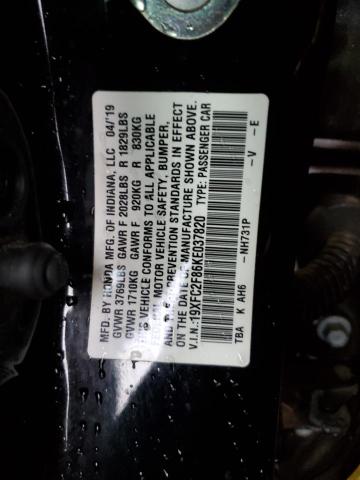 19XFC2F86KE037820 - 2019 HONDA CIVIC SPORT 黑色 照片 12