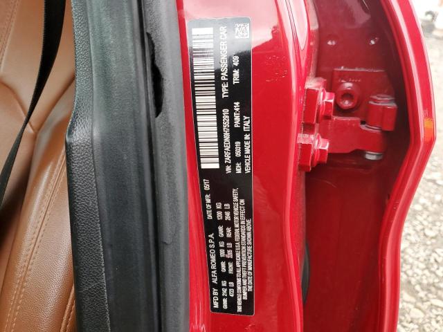 ZARFAEDN9H7552910 - 2017 ALFA ROMEO GIULIA Q4 红色 照片 12