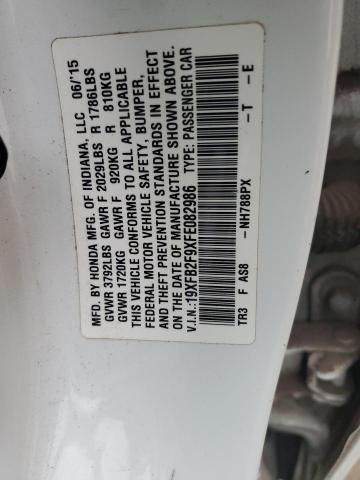 19XFB2F9XFE082986 - 2015 HONDA CIVIC EXL თეთრი ფოტო 12