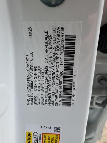19XFL2H85RE000992 - 2024 HONDA CIVIC SPORT WHITE photo 13