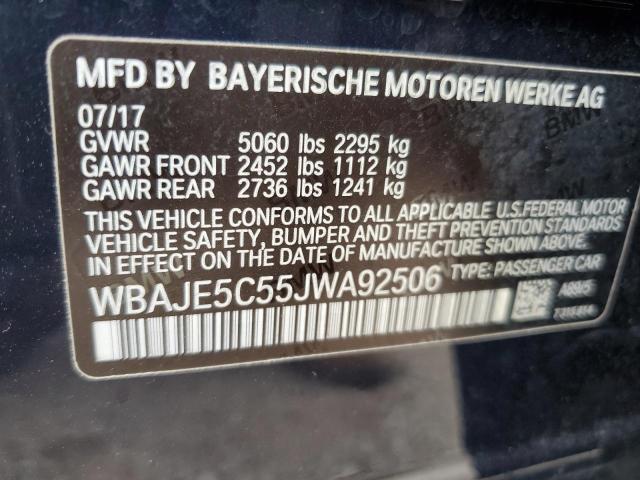 WBAJE5C55JWA92506 - 2018 BMW 540 I BLUE photo 13