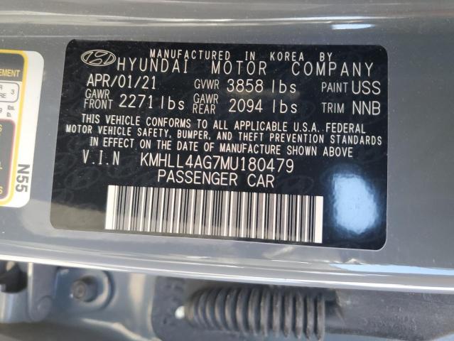 KMHLL4AG7MU180479 - 2021 HYUNDAI ELANTRA SE GRAY photo 12