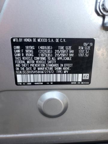 3CZRU5H58KM727972 - 2019 HONDA HR-V EX SILVER photo 12