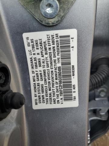 19XFC2F66GE060486 - 2016 HONDA CIVIC LX SILVER photo 13