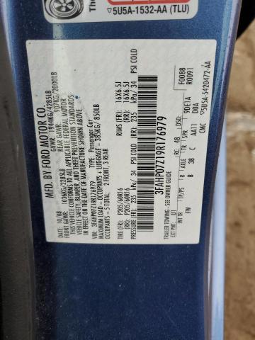 3FAHP07Z19R176979 - 2009 FORD FUSION SE BLUE photo 12