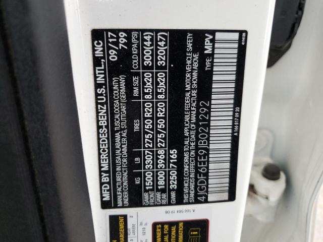 4JGDF6EE9JB021292 - 2018 MERCEDES-BENZ GLS 450 4MATIC WHITE photo 14