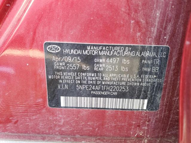 5NPE24AF1FH220253 - 2015 HYUNDAI SONATA SE RED photo 12