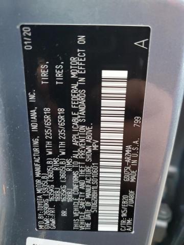 5TDGZRBH1LS010601 - 2020 TOYOTA HIGHLANDER XLE 银色 照片 14