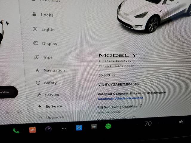 5YJYGAEE7MF145486 - 2021 TESLA MODEL Y WHITE photo 9