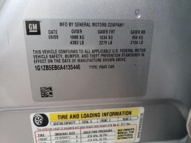 1G1ZB5EB6A4135446 - 2010 CHEVROLET MALIBU LS SILVER photo 12