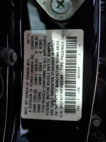 2HGFB2F99FH502369 - 2015 HONDA CIVIC EXL BLACK photo 13