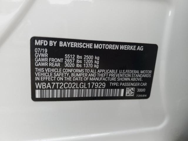 WBA7T2C02LGL17929 - 2020 BMW 740 I WHITE photo 12