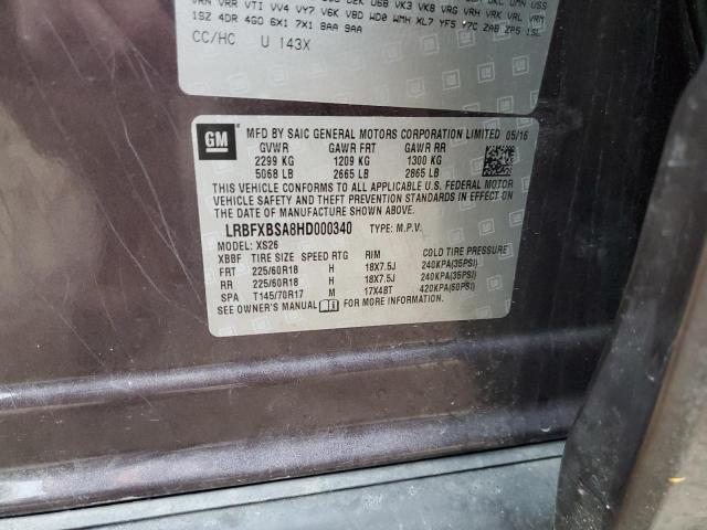 LRBFXBSA8HD000340 - 2017 BUICK ENVISION ESSENCE Մանուշակագույն լուսանկար 12