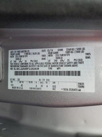 5LMCJ2A95FUJ02438 - 2015 LINCOLN MKC SILVER photo 13