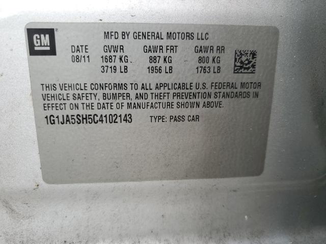 1G1JA5SH5C4102143 - 2012 CHEVROLET SONIC LS SILVER photo 12