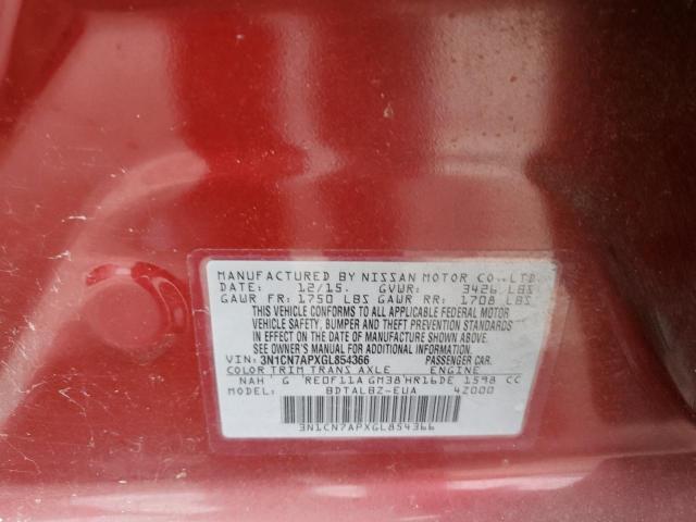 3N1CN7APXGL854366 - 2016 NISSAN VERSA S RED photo 12