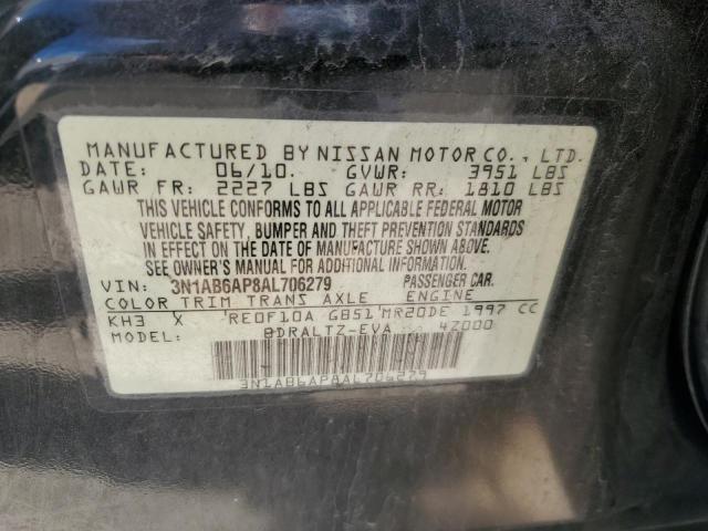 3N1AB6AP8AL706279 - 2010 NISSAN SENTRA 2.0 BLACK photo 12