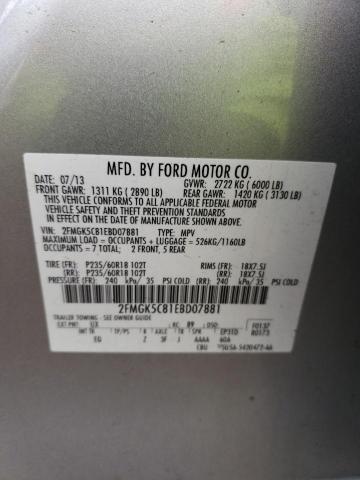 2FMGK5C81EBD07881 - 2014 FORD FLEX SEL SILVER photo 13