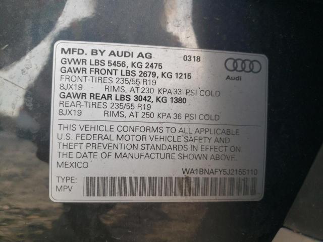 WA1BNAFY5J2155110 - 2018 AUDI 100 PREMIUM PLUS GRAY photo 13