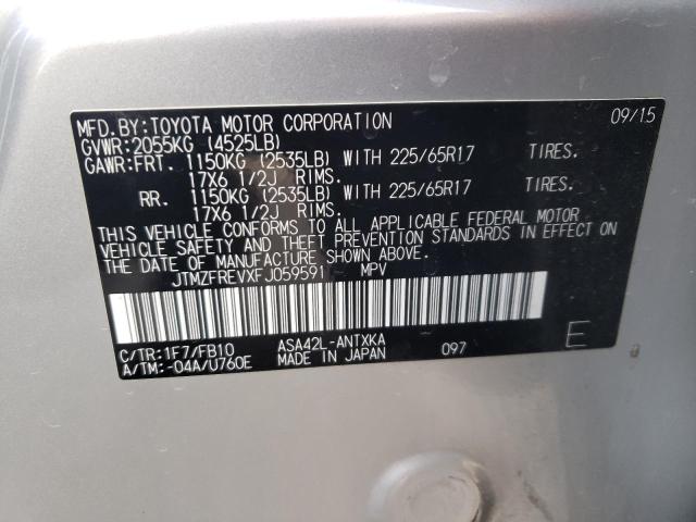 JTMZFREVXFJ059591 - 2015 TOYOTA RAV4 LE SILVER photo 12