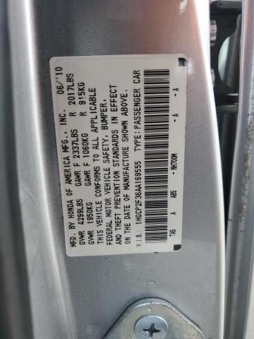 1HGCP2F36AA169555 - 2010 HONDA ACCORD LX SILVER photo 12