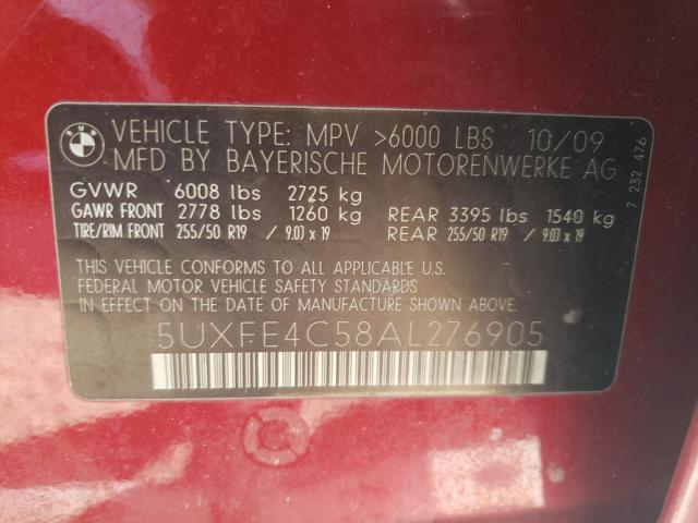 5UXFE4C58AL276905 - 2010 BMW X5 XDRIVE30I RED photo 12