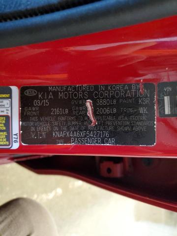 KNAFX4A6XF5427176 - 2015 KIA FORTE LX RED photo 13