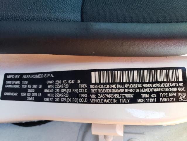 ZASPAKBN5L7C76807 - 2020 ALFA ROMEO STELVIO TI WHITE photo 14