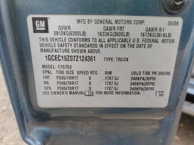 1GCEC19Z07Z124361 - 2007 CHEVROLET SILVERADO C1500 CLASSIC Dəniz mavisi foto 13