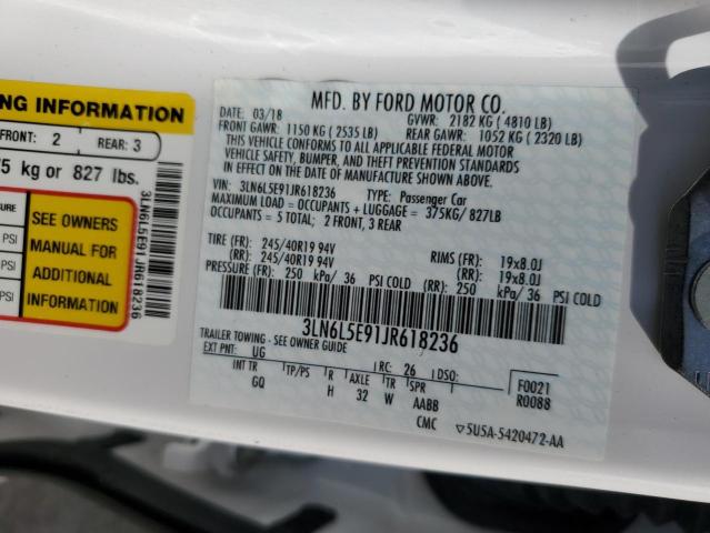 3LN6L5E91JR618236 - 2018 LINCOLN MKZ RESERVE თეთრი ფოტო 12