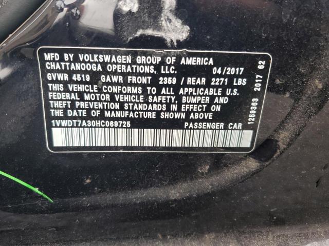 1VWDT7A30HC069725 - 2017 VOLKSWAGEN PASSAT R-LINE Schwarz Foto 12