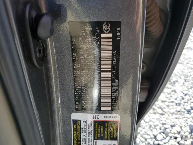 4T1BE46K48U245488 - 2008 TOYOTA CAMRY CE GRAY photo 12