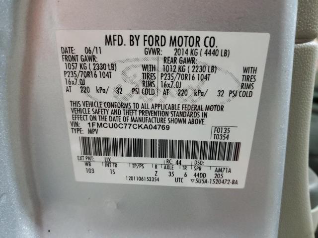 1FMCU0C77CKA04769 - 2012 FORD ESCAPE XLS SILVER photo 14