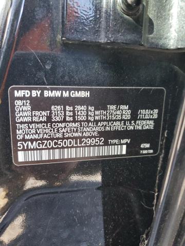 5YMGZ0C50DLL29952 - 2013 BMW X6 M BLACK photo 12
